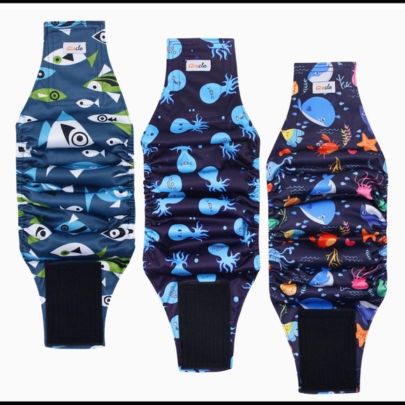 Dog Diapers Sea Life Prints Set of 3 Size XXL NWOT